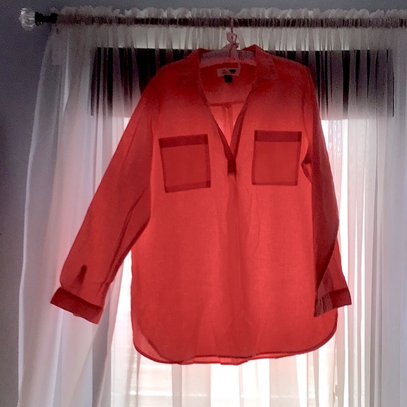 Lenin/cotton mix, Tunic top, colour is beautiful coral. - Picture 2 of 8